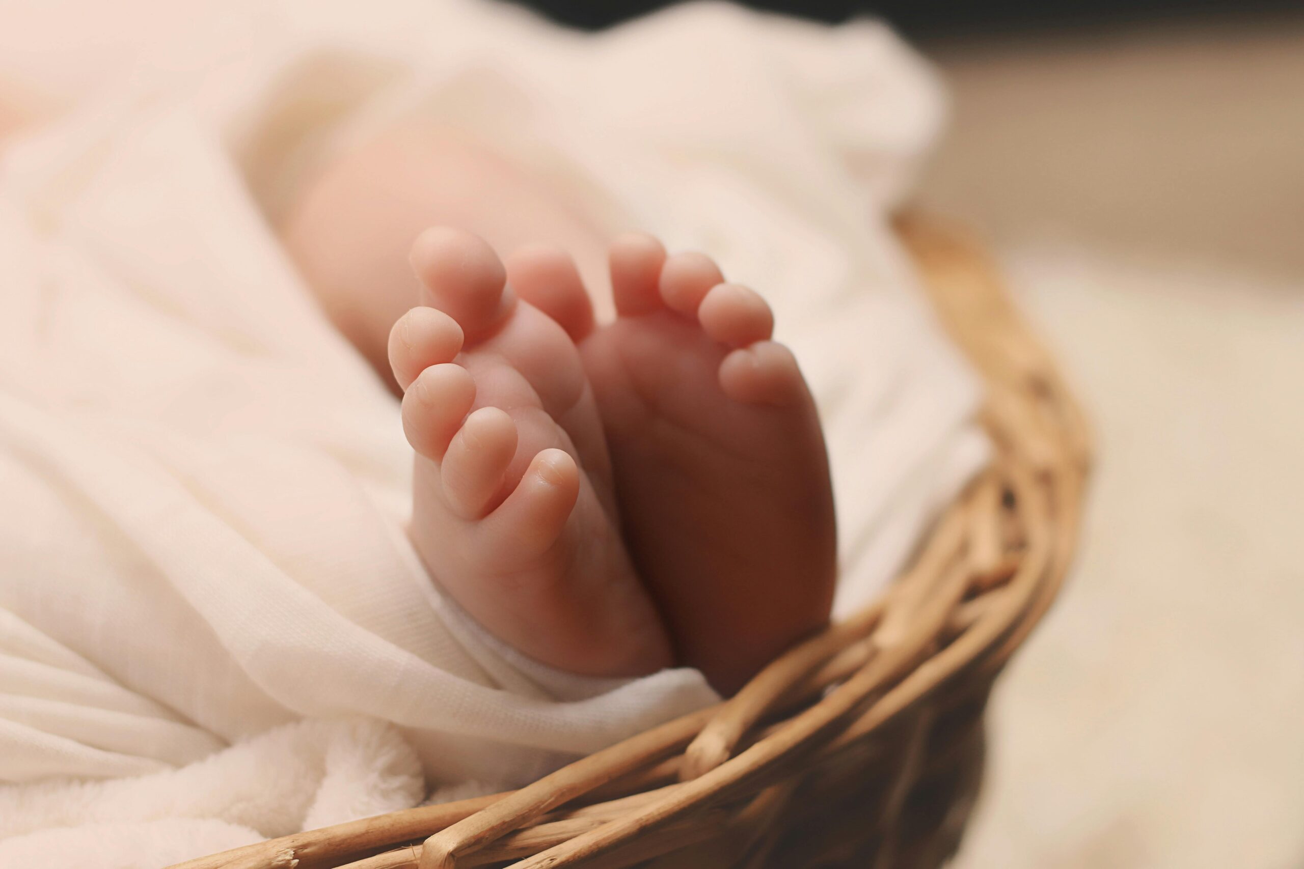 A newborn baby's feet