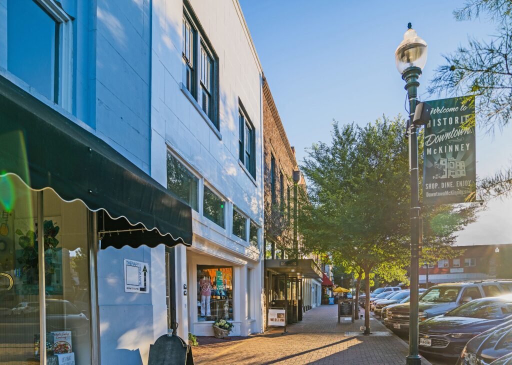 Historic downtown McKinney, Texas - CoilLaw represents Collin County families in divorce and family law matters
