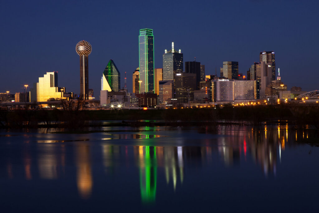 Dallas, Texas skyline at night - CoilLaw serves divorce and family law clients across the Dallas-Fort Worth metroplex